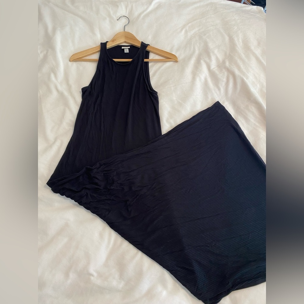 A NEW DAY BRAND FULL LENGTH BLACK SLEEVELESS DRESS LOOSE SPLIT SIDES